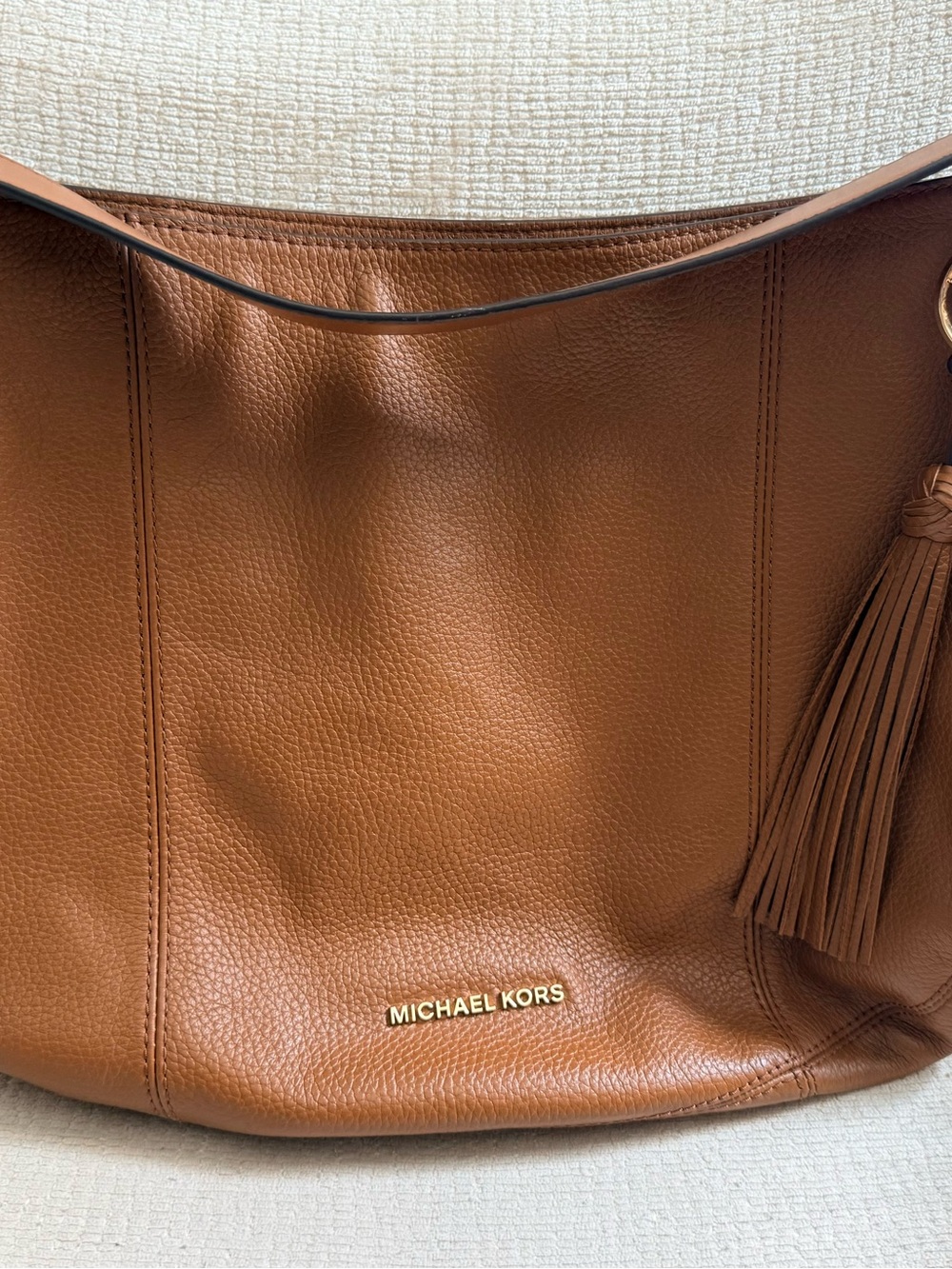 Michael Kors Brown Leather Shoulder Hobo with Tassel